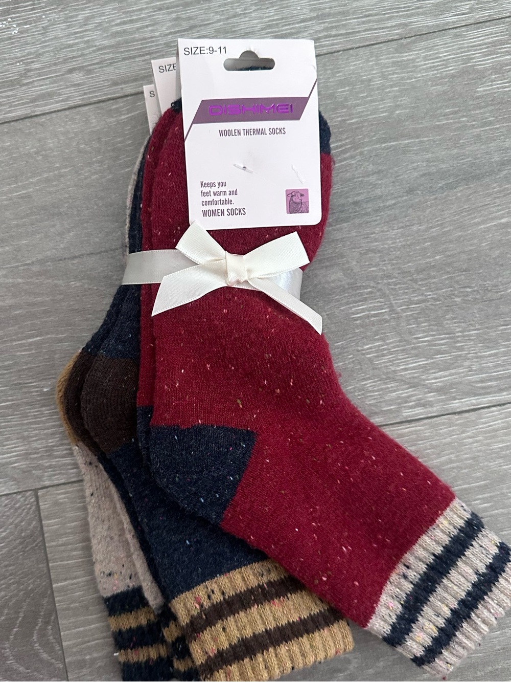 Woolen Thermal Socks - Burgundy/Navy - Unbranded